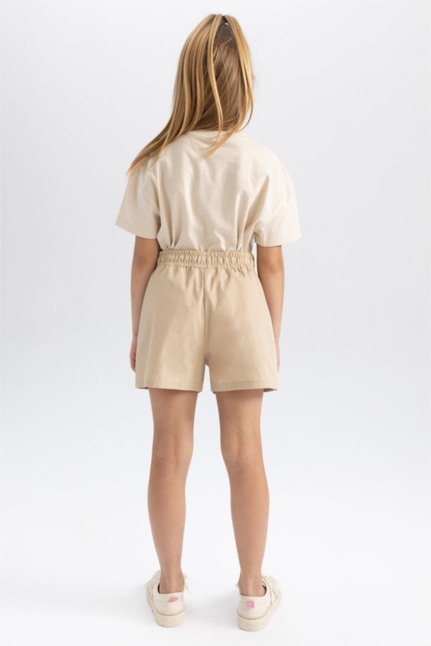 FILLES Beige Clair Short En Coton Coupe Cargo Pour Fille