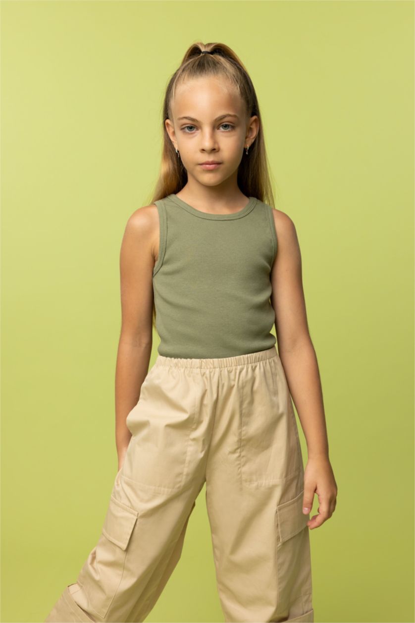 GIRLS & TEENS Light Khaki Girl Basic Tank Top