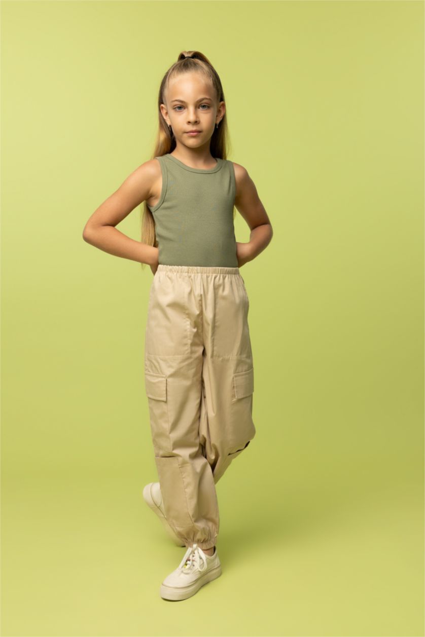 GIRLS & TEENS Light Khaki Girl Basic Tank Top