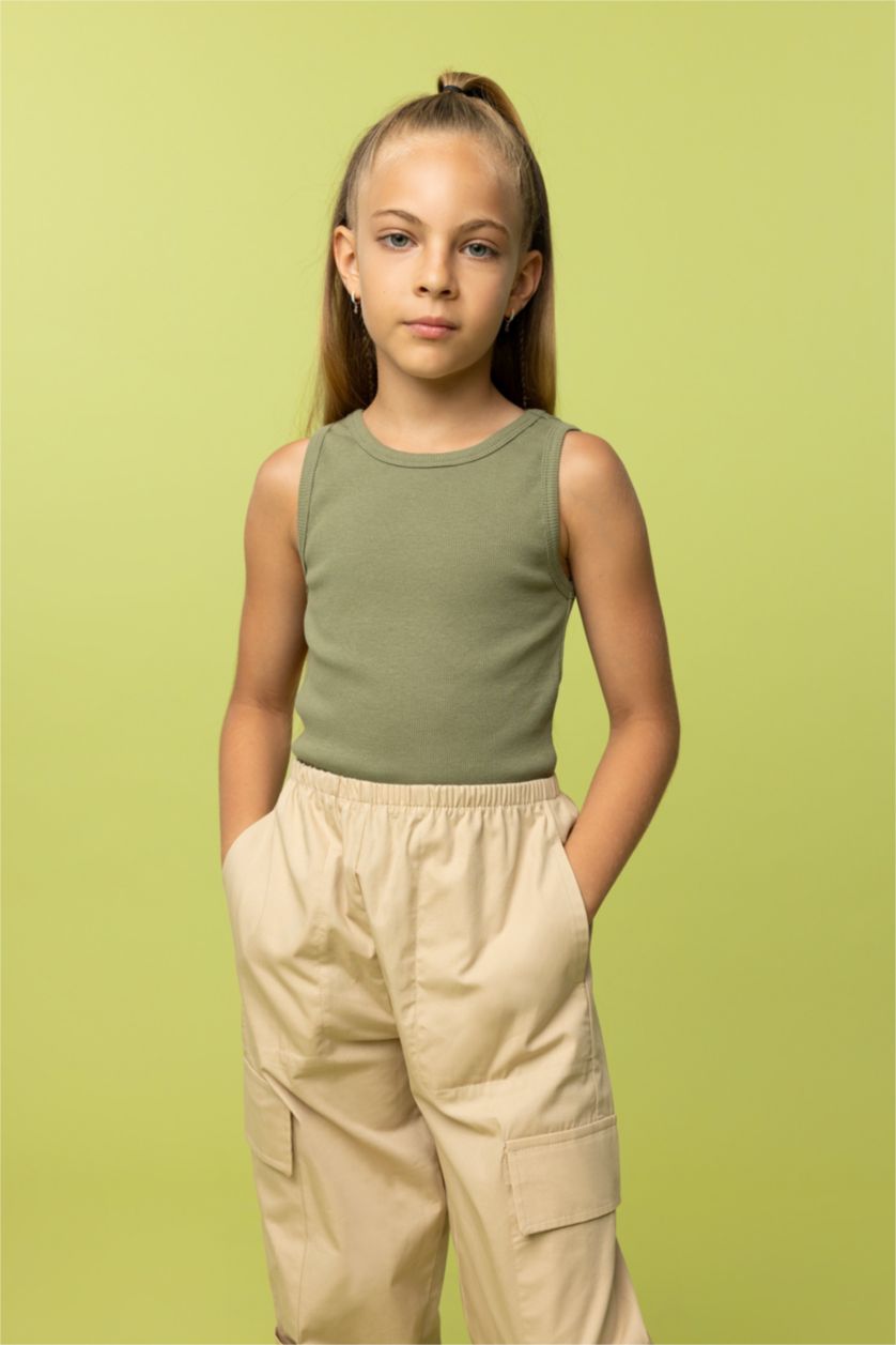 GIRLS & TEENS Light Khaki Girl Basic Tank Top