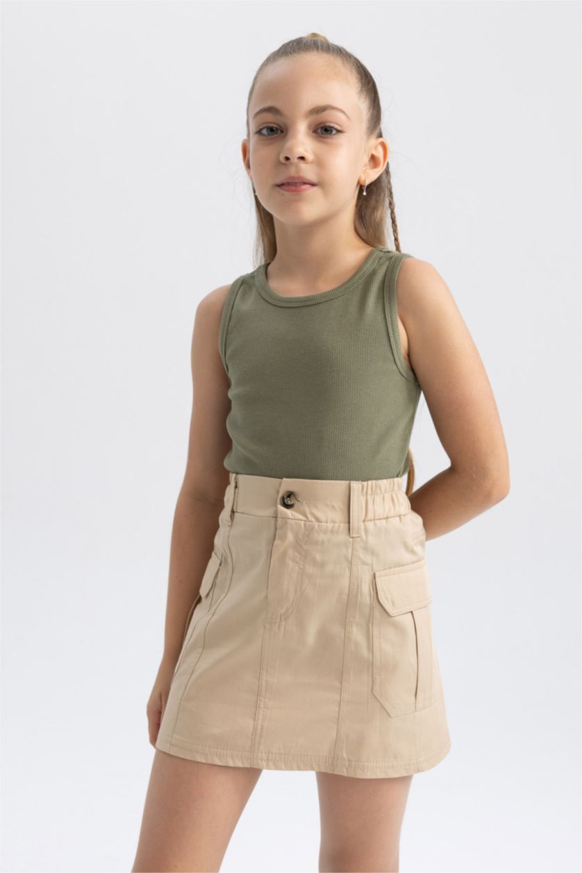 GIRLS & TEENS Light Khaki Girl Basic Tank Top
