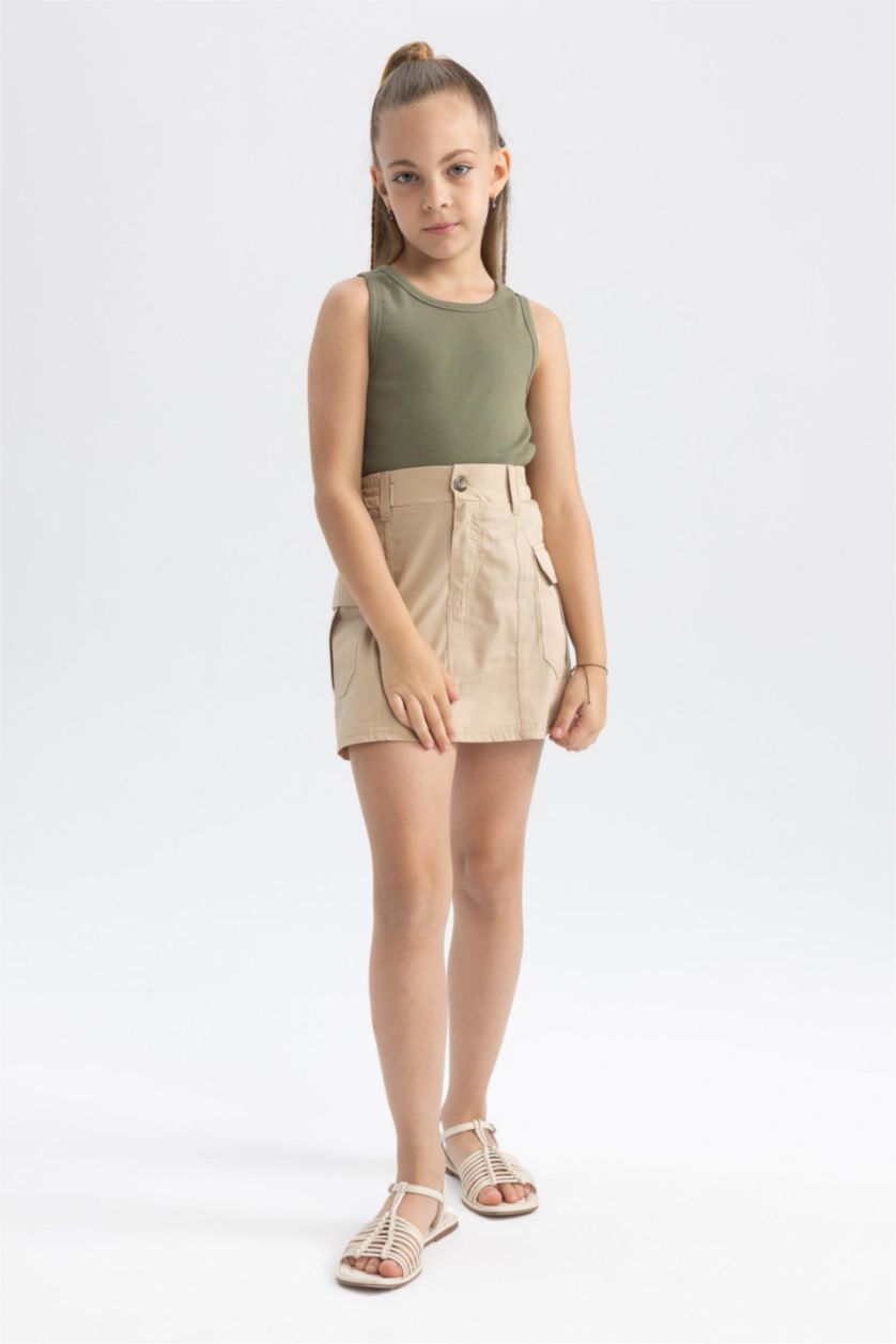 GIRLS & TEENS Light Khaki Girl Basic Tank Top