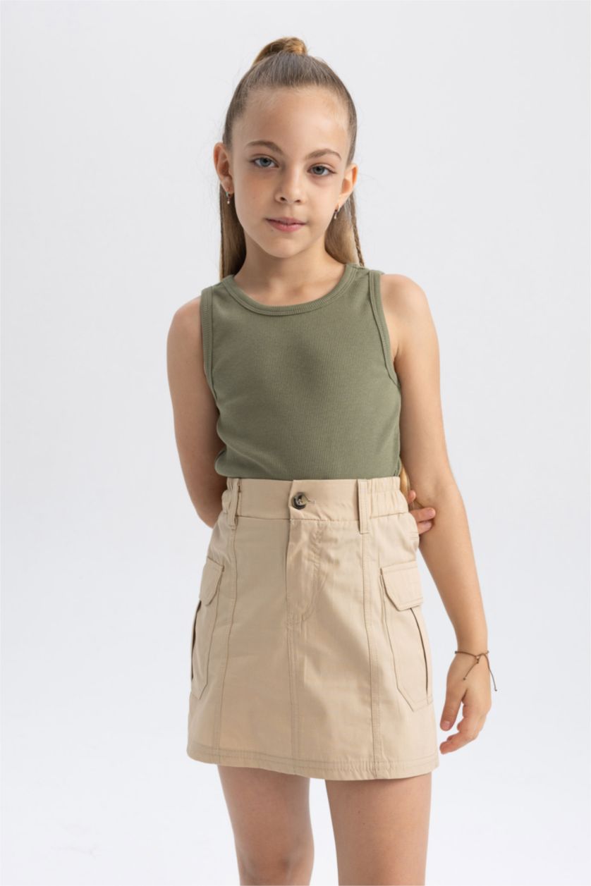 GIRLS & TEENS Light Khaki Girl Basic Tank Top