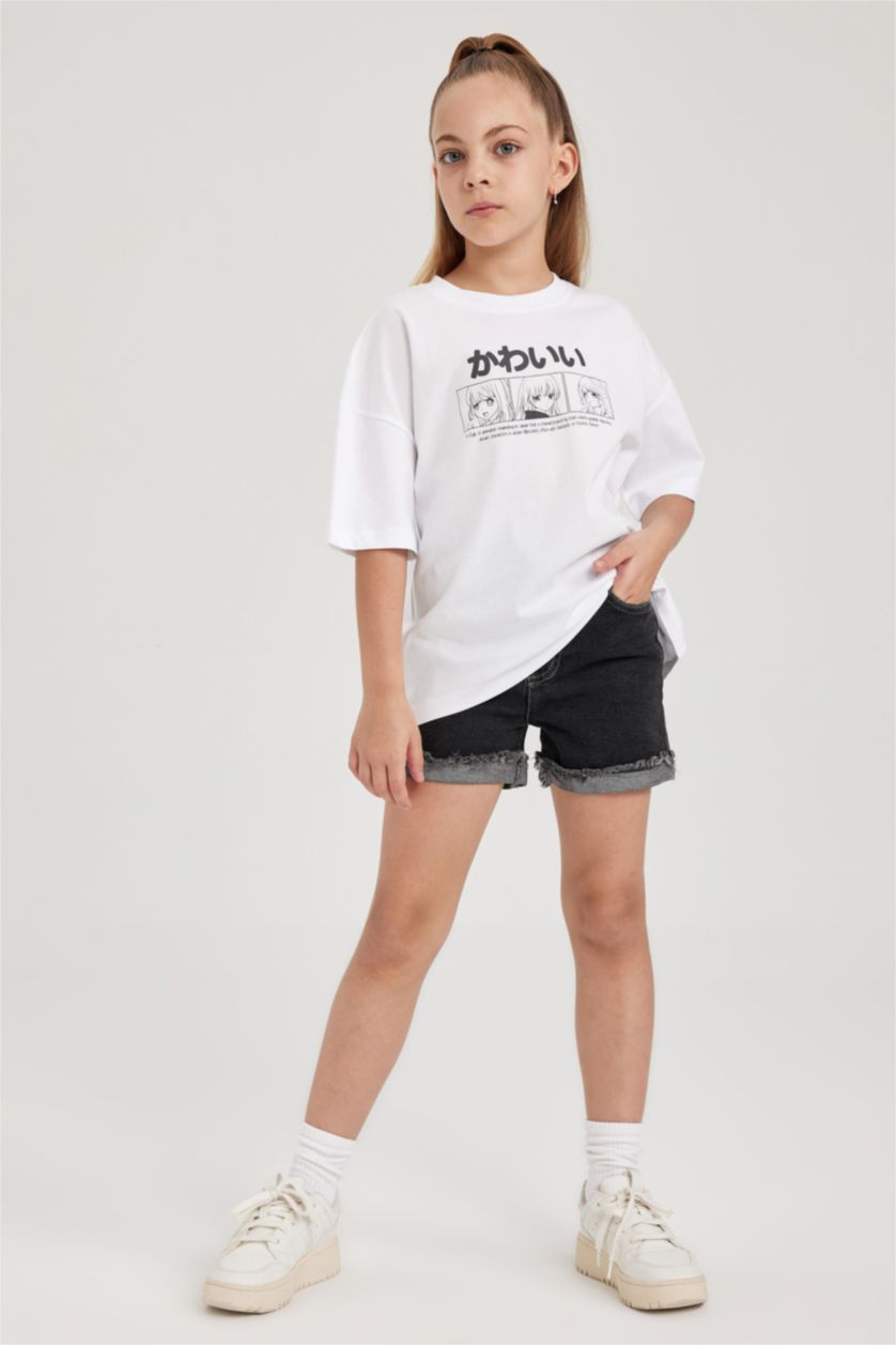 بنات أبيض تي شيرت بناتي اوفر سايز