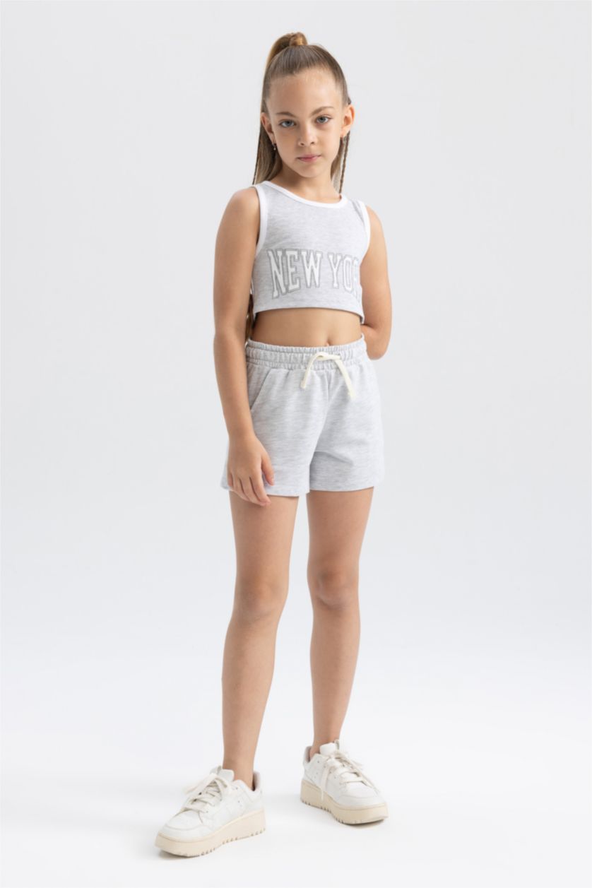 GIRLS & TEENS Grey Melange طقم قصة مريحة