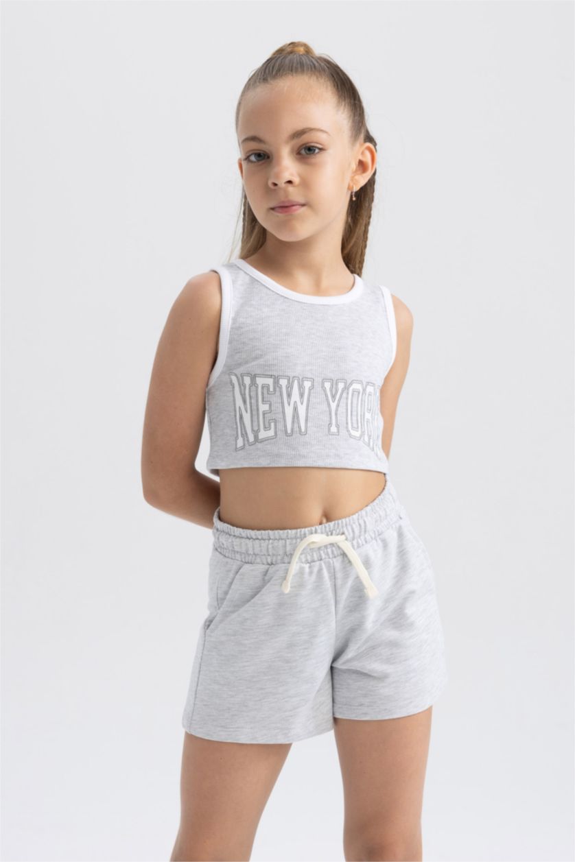 GIRLS & TEENS Grey Melange طقم قصة مريحة