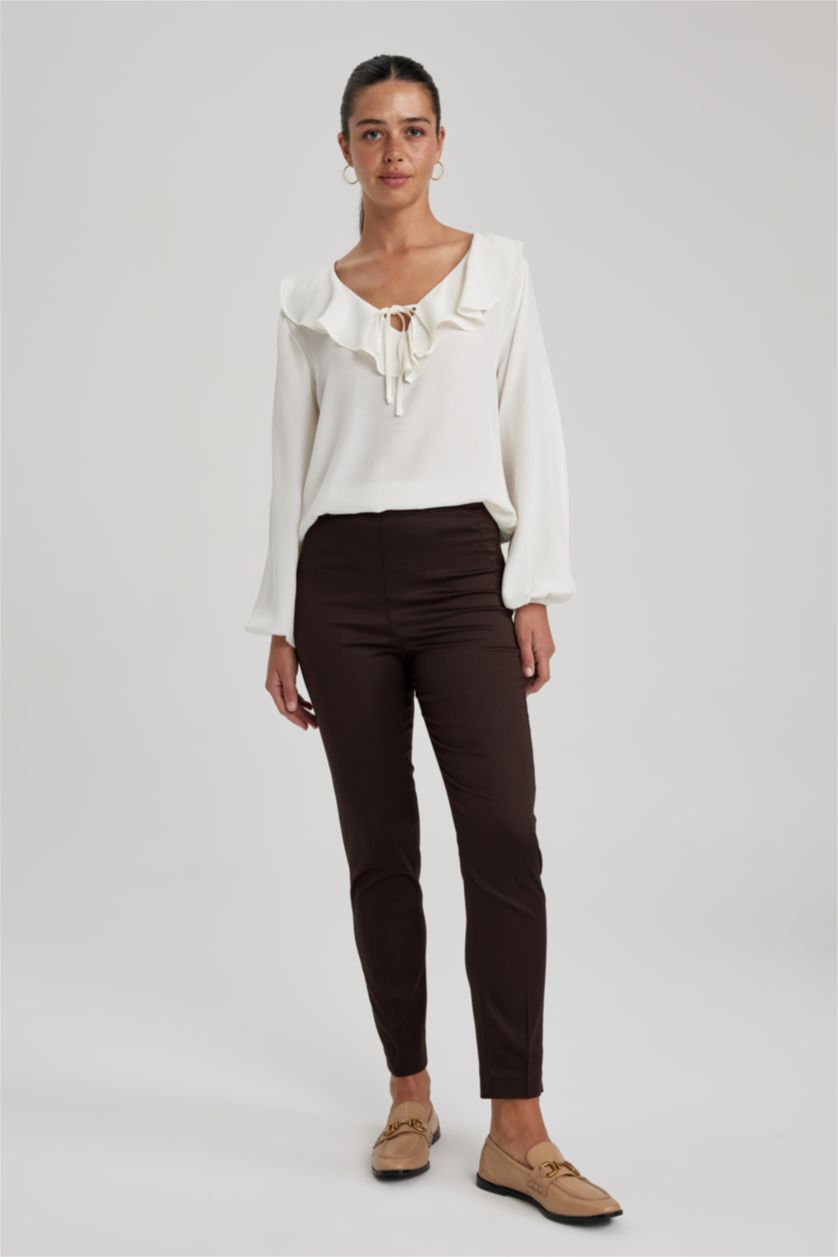 WOMAN Ecru Regular Fit Long Sleeve Blouse