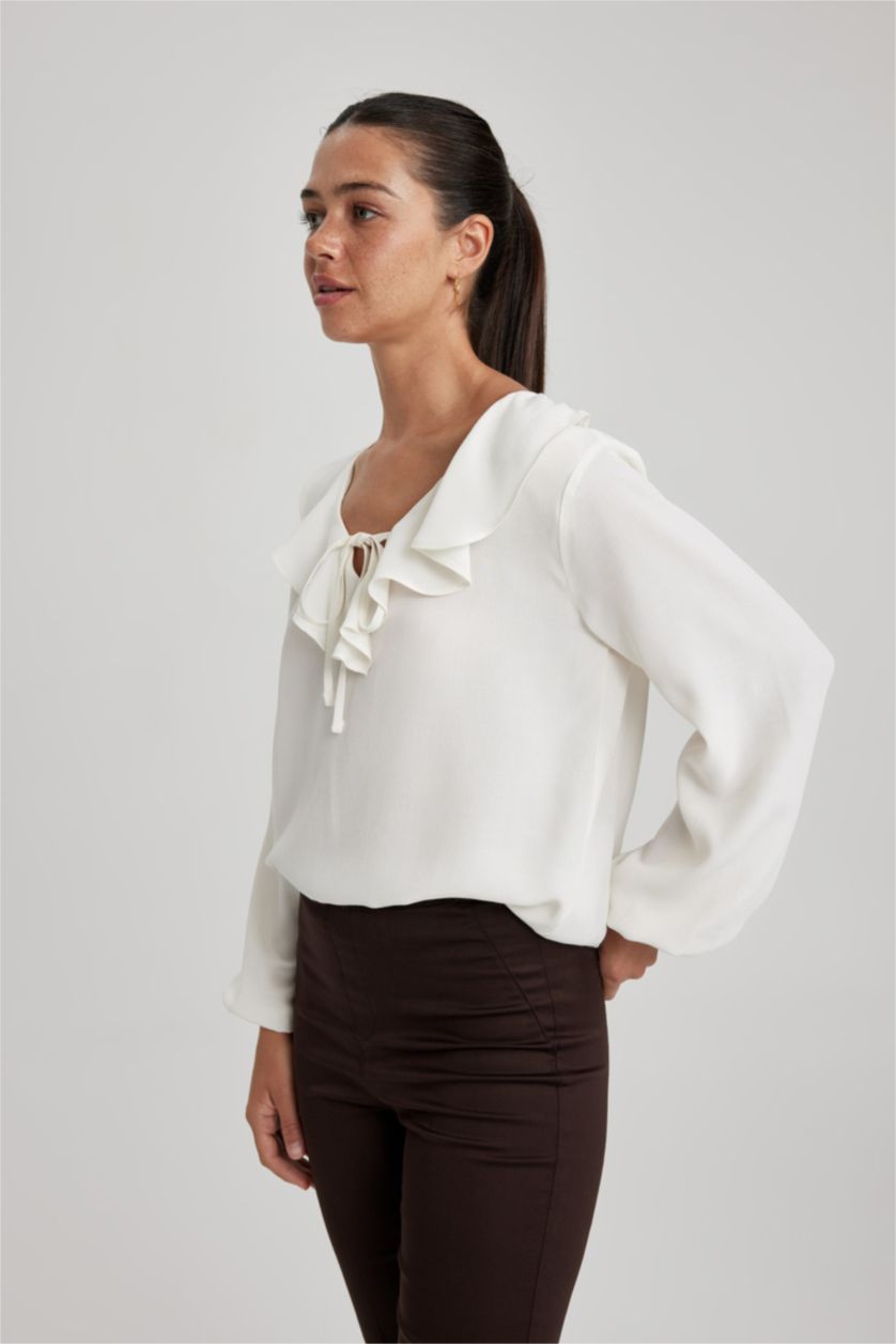 WOMAN Ecru Regular Fit Long Sleeve Blouse