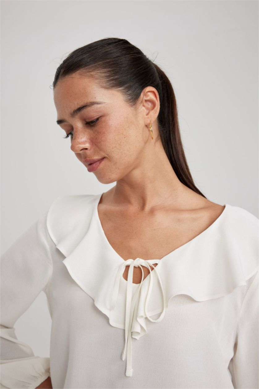 WOMAN Ecru Regular Fit Long Sleeve Blouse