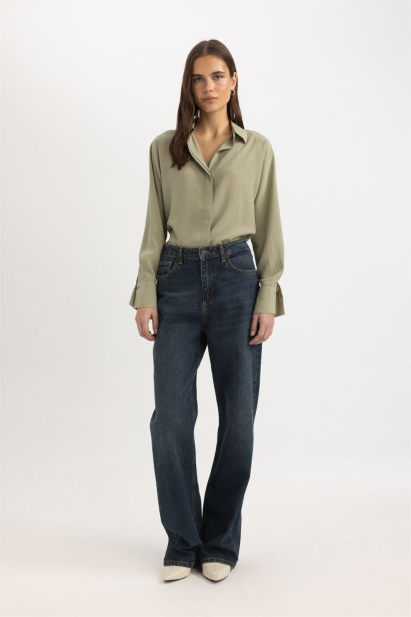 Kadın Yeşil Loose Fıt Tencel