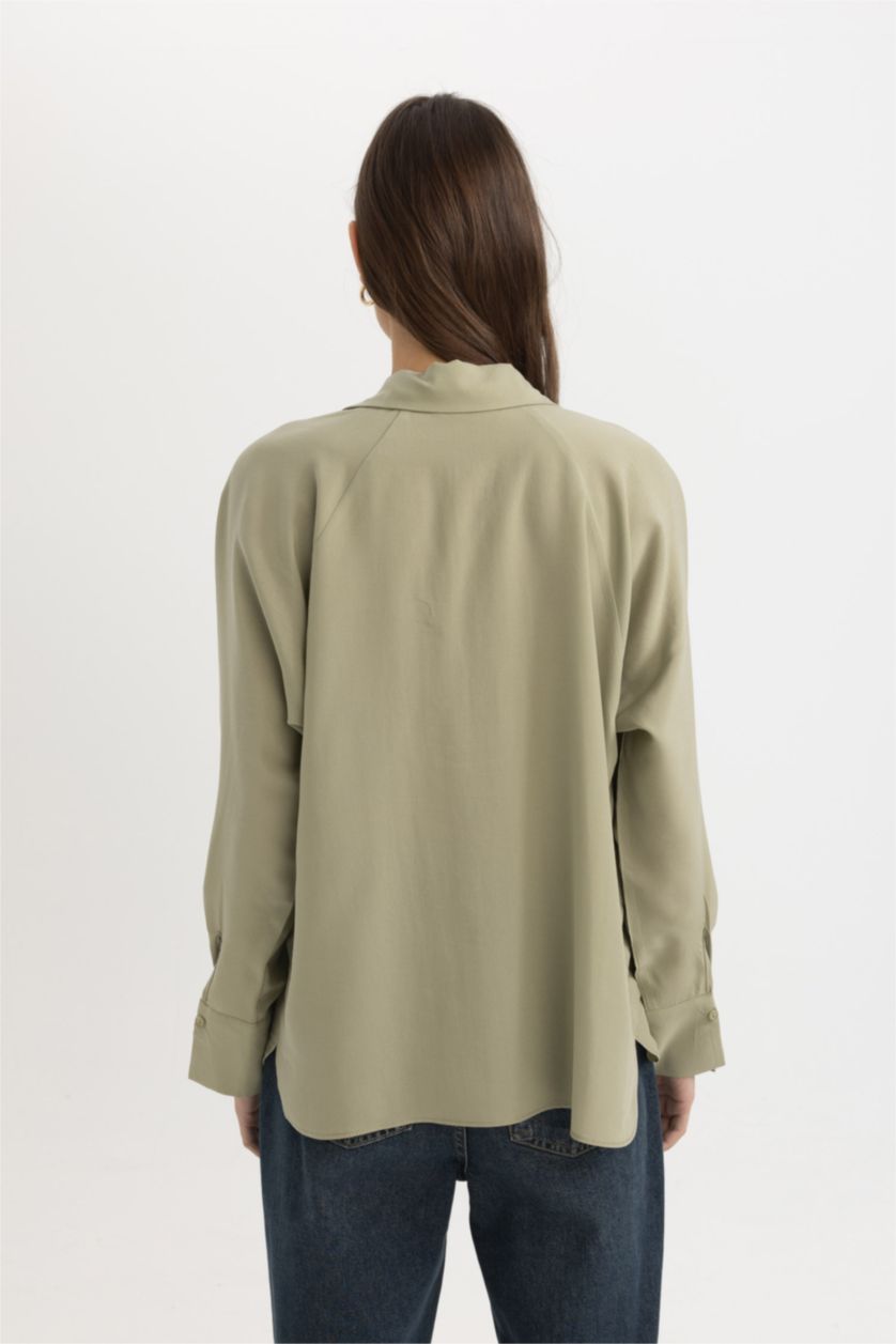 Kadın Yeşil Loose Fıt Tencel