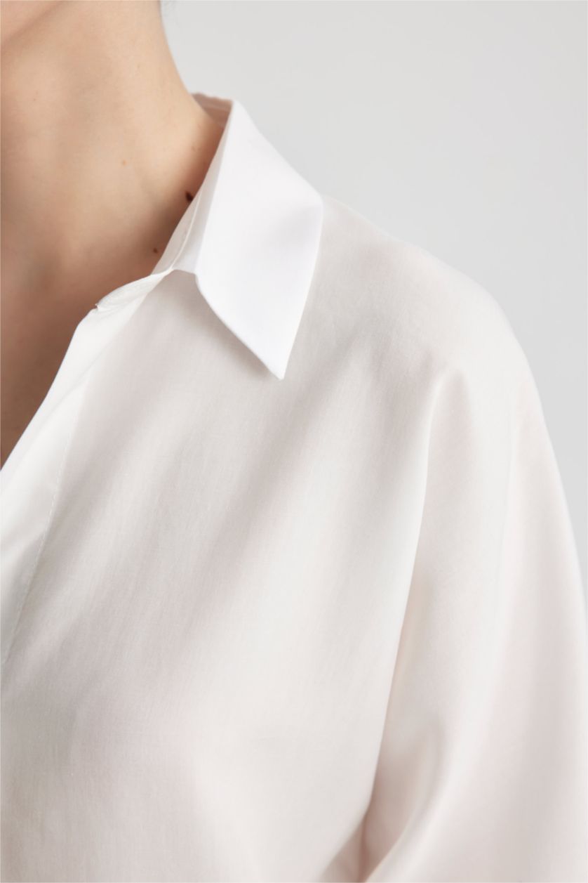 WOMAN White Loose Fit Sensual Long Sleeve Shirt