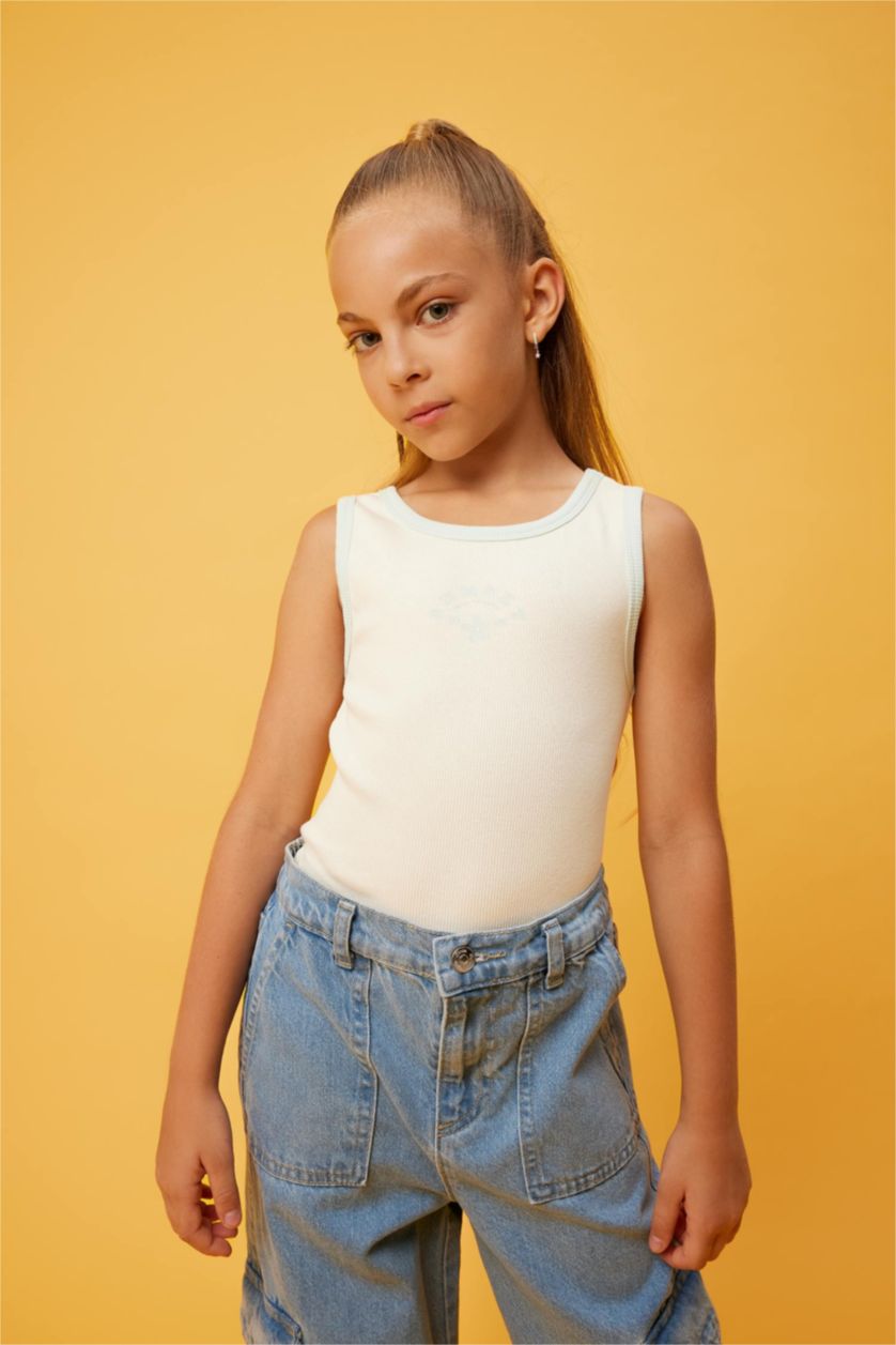 GIRLS & TEENS Ecru تانك توب مضلع