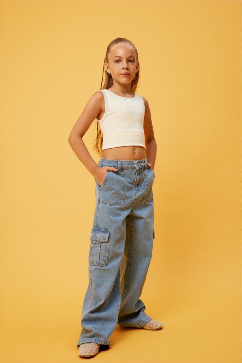 GIRLS & TEENS Ecru تانك توب مضلع