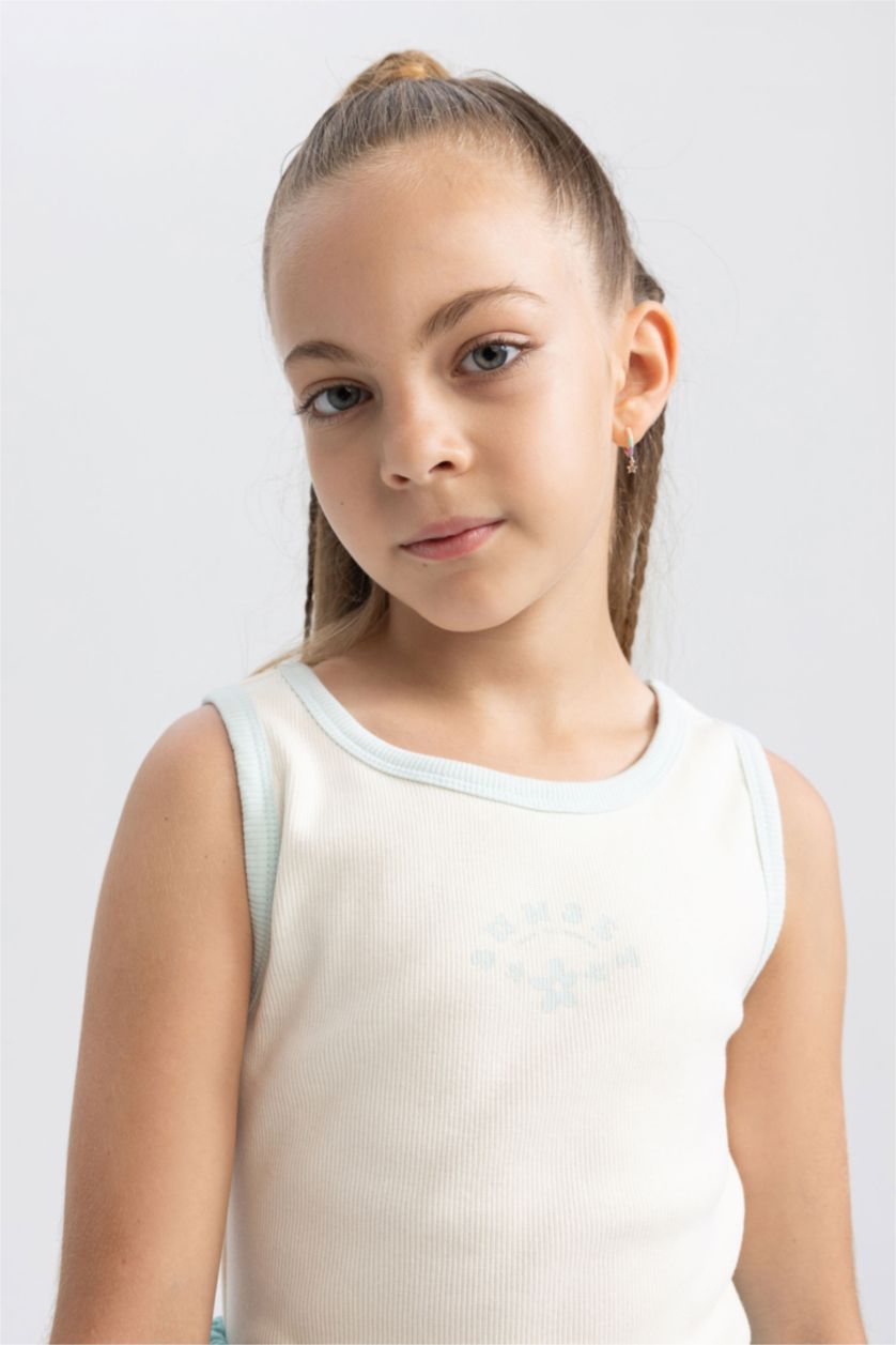 GIRLS & TEENS Ecru تانك توب مضلع
