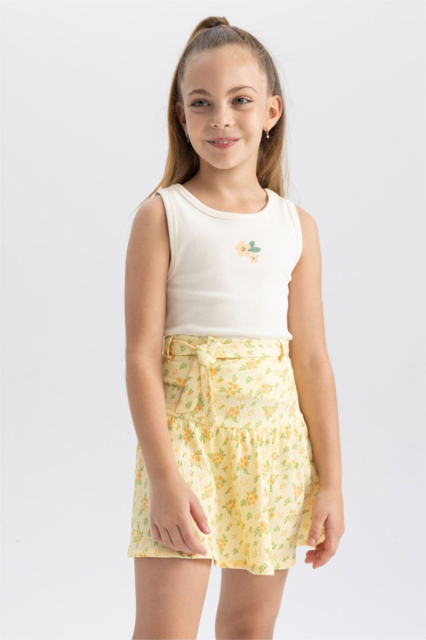 FILLES Jaune Clair Jupe En Tricot Coupe régulière pour Fille