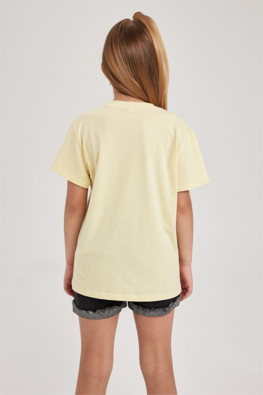 GIRLS & TEENS Light Yellow Regular Fit Short Sleeve T-Shirt