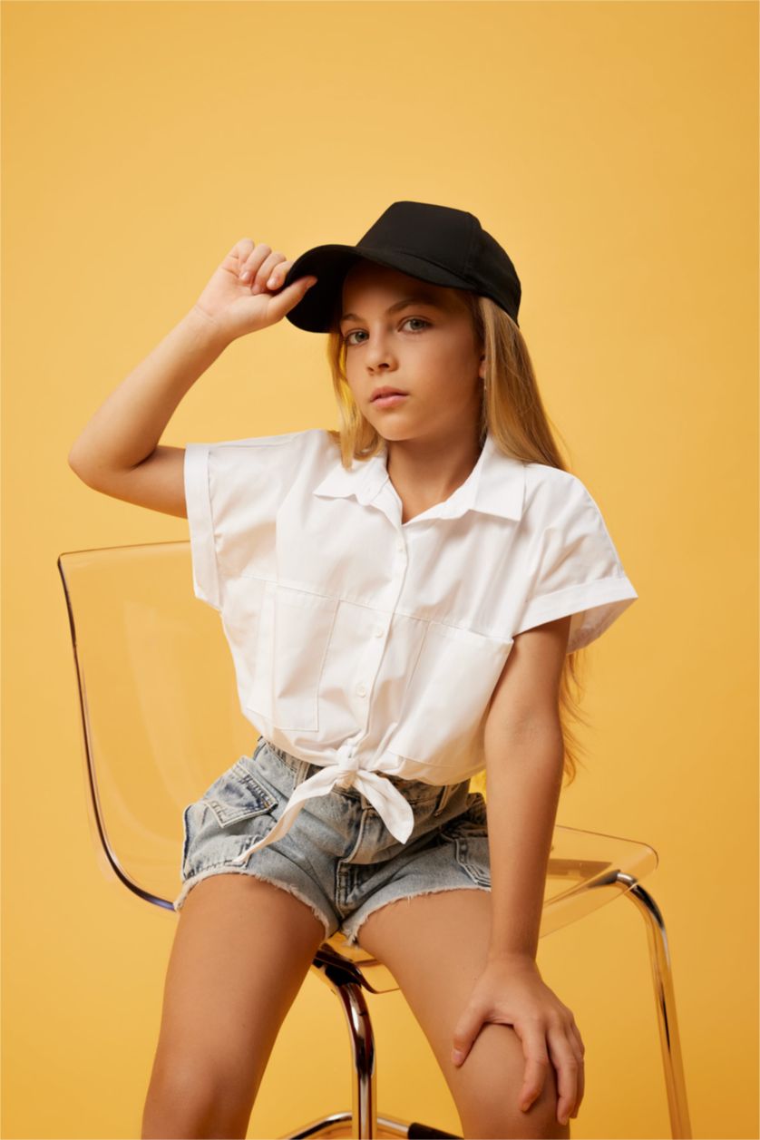 GIRLS & TEENS White Crop Short Sleeve Shirt