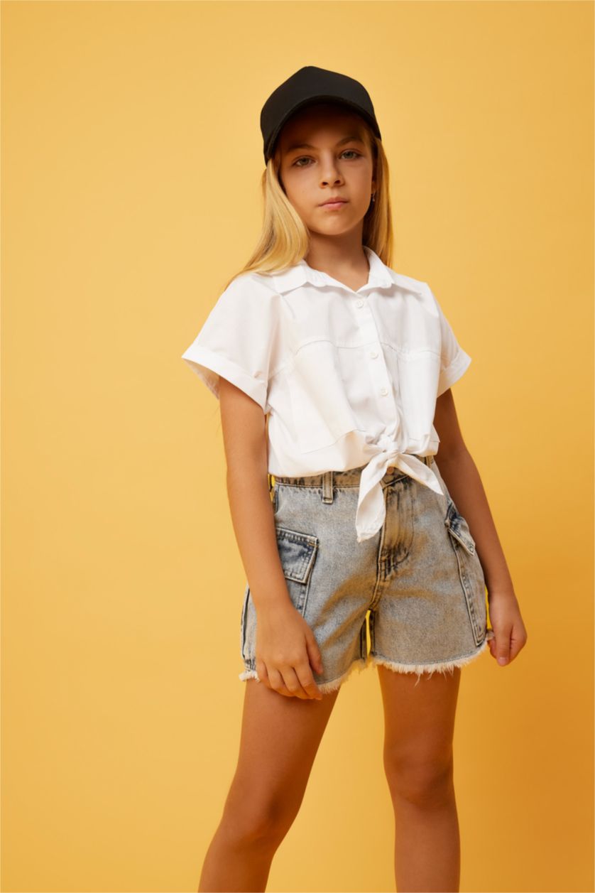 GIRLS & TEENS White Crop Short Sleeve Shirt