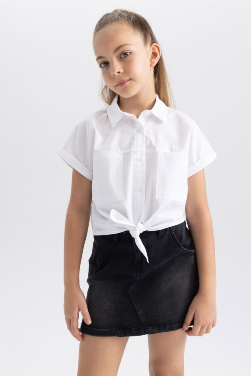 GIRLS & TEENS White Crop Short Sleeve Shirt