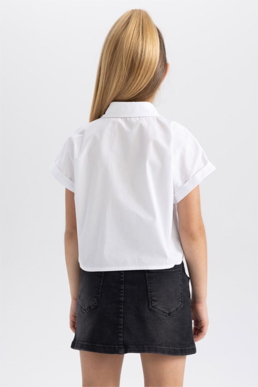 GIRLS & TEENS White Crop Short Sleeve Shirt