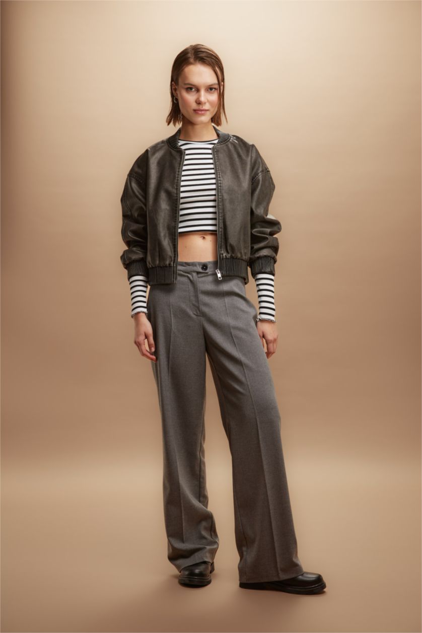 FEMME Gris Clair Pantalon Longueur standard Jambes larges