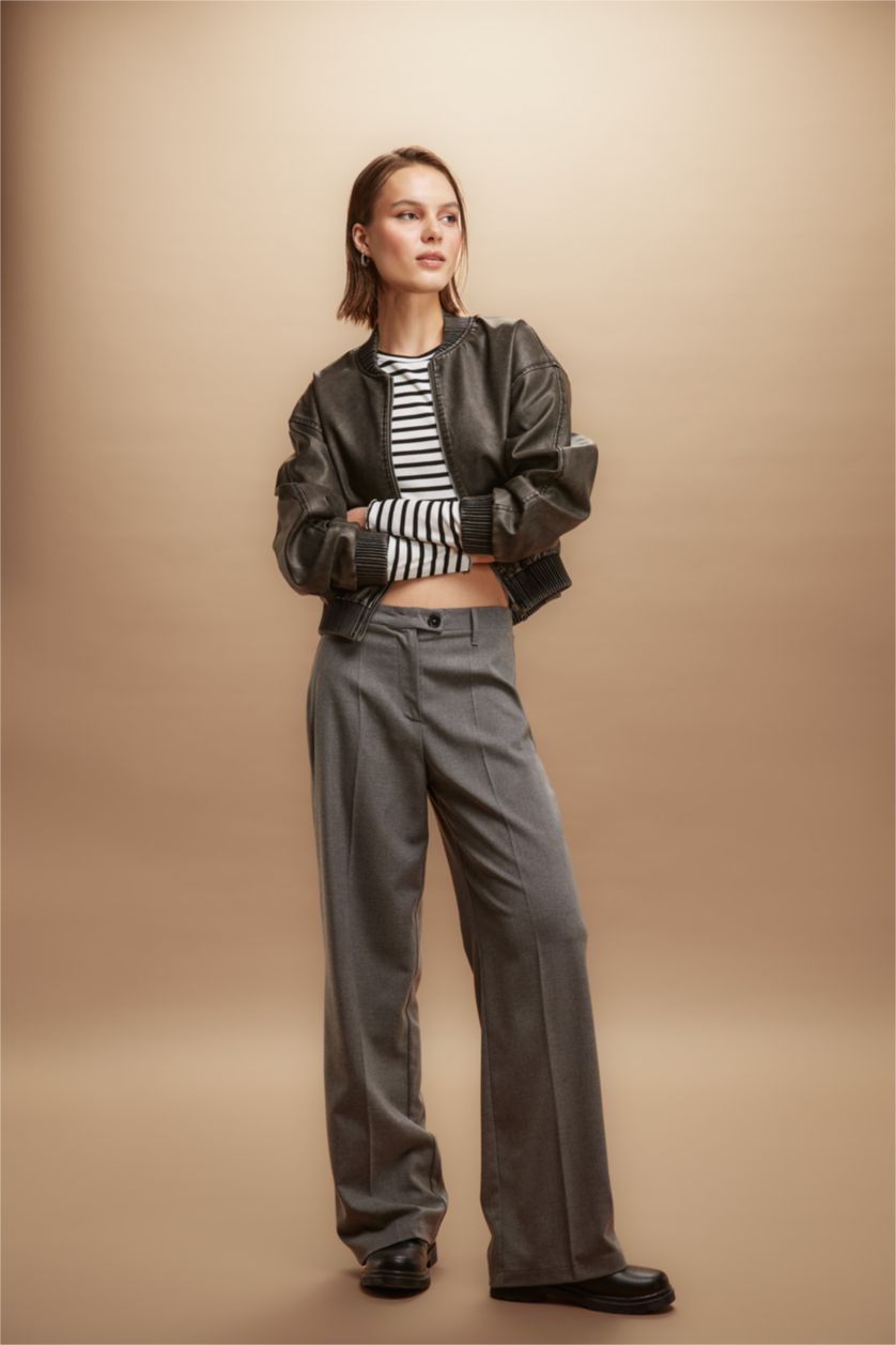 FEMME Gris Clair Pantalon Longueur standard Jambes larges