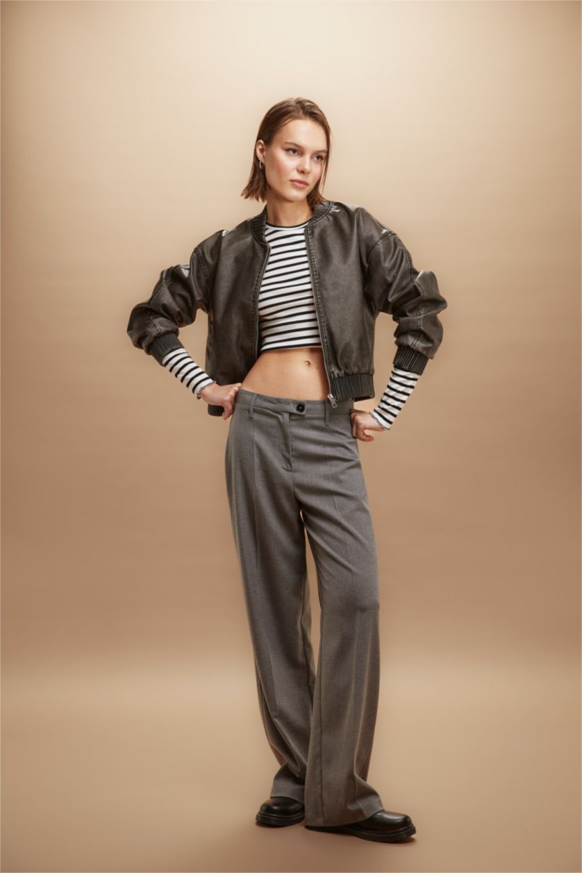 FEMME Gris Clair Pantalon Longueur standard Jambes larges