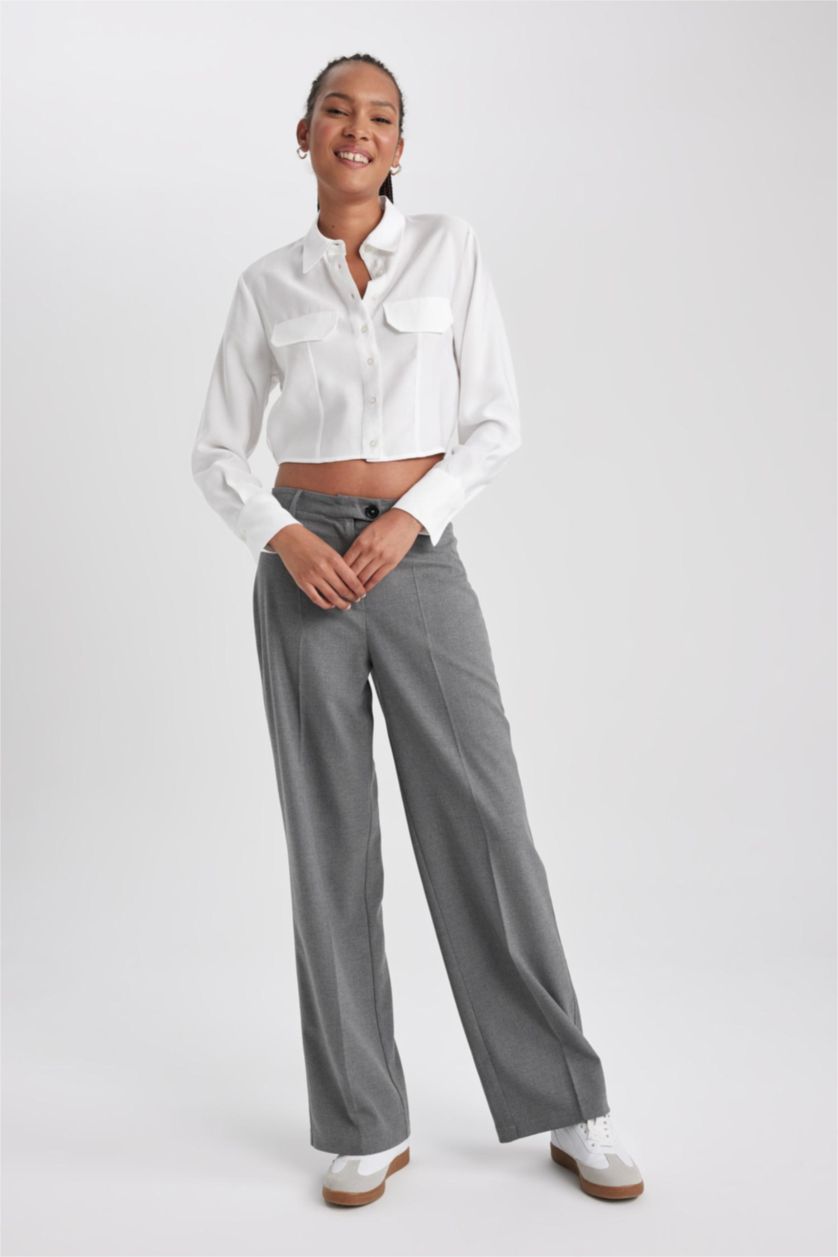 FEMME Gris Clair Pantalon Longueur standard Jambes larges