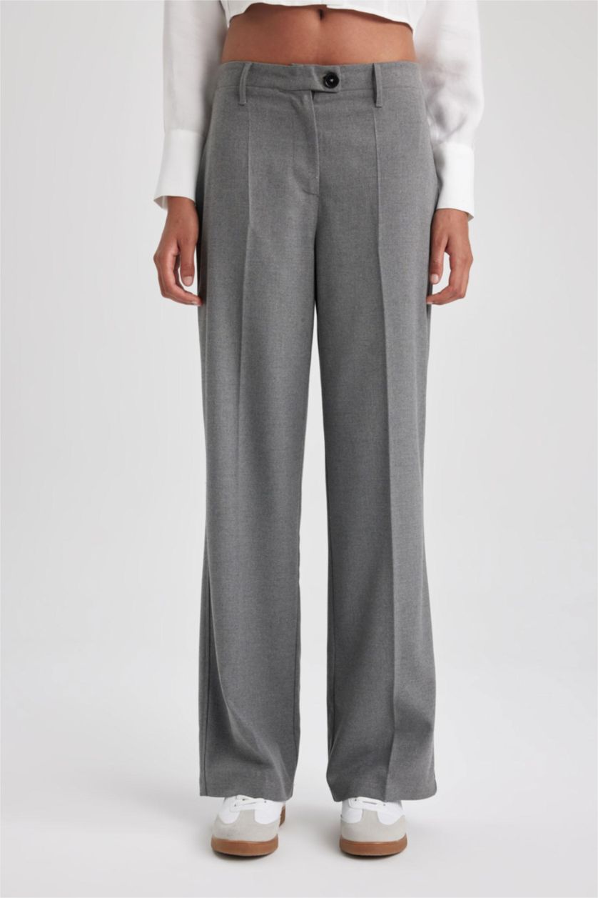 FEMME Gris Clair Pantalon Longueur standard Jambes larges