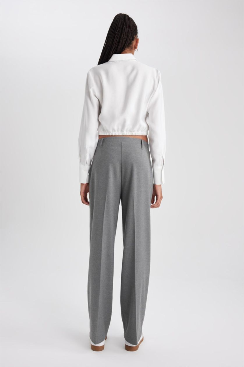 FEMME Gris Clair Pantalon Longueur standard Jambes larges