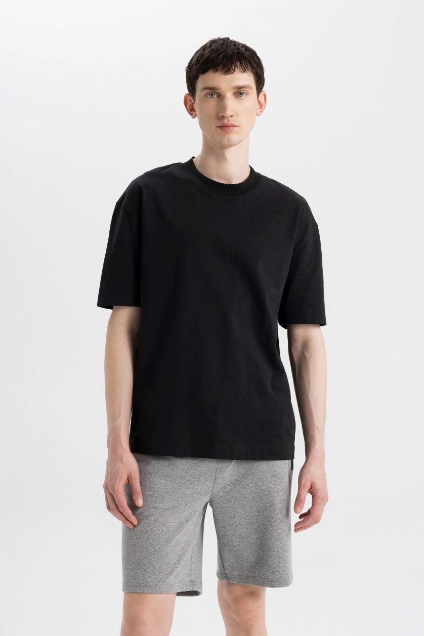 Erkek Gri Melanj Slim Fit Dar Kesim Fermuar Cepli Basic Düz Şort