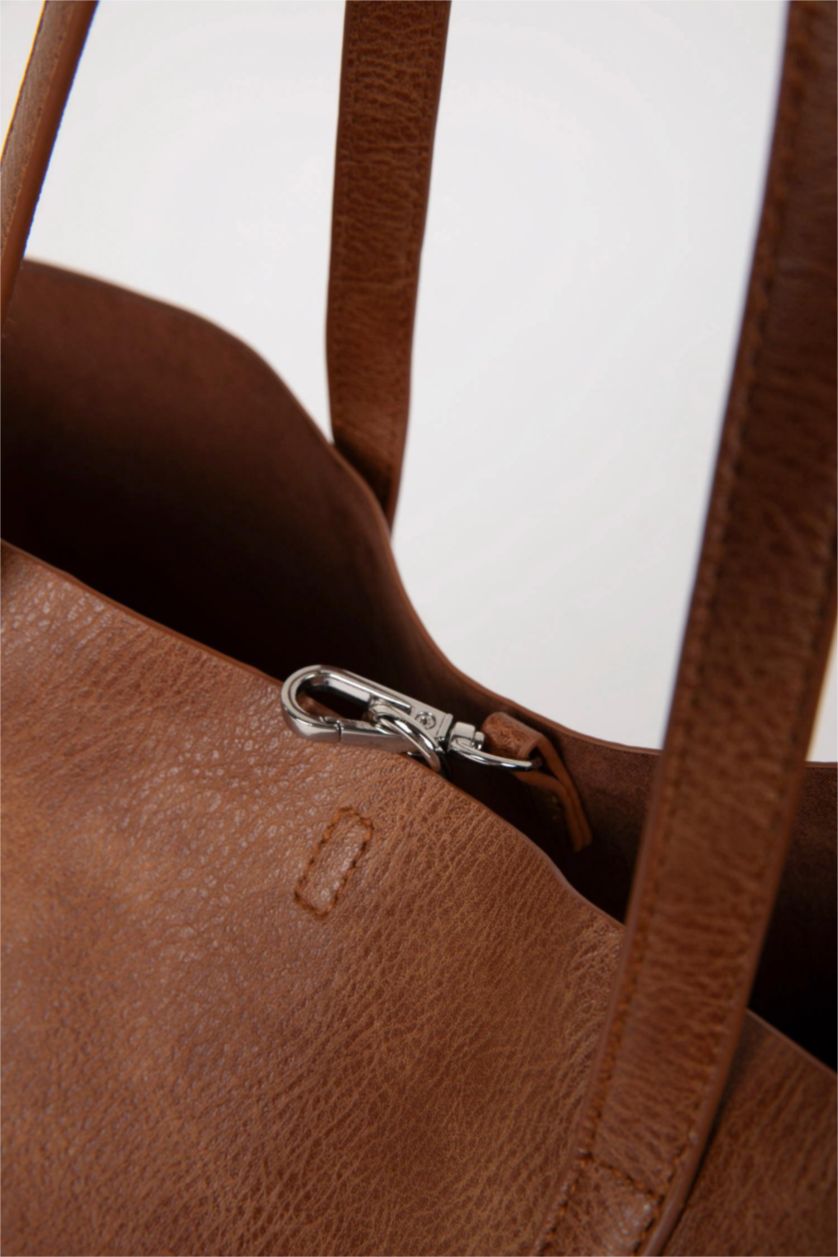 FEMME Marron Sac porté épaule en Simili-cuir pour Femme