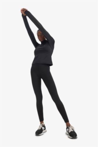 Kadın Siyah Warmtech Standart Fit Dik Yaka Fermuarlı İçi Yumuşak Tüylü Sporcu Uzun Kollu Tişört