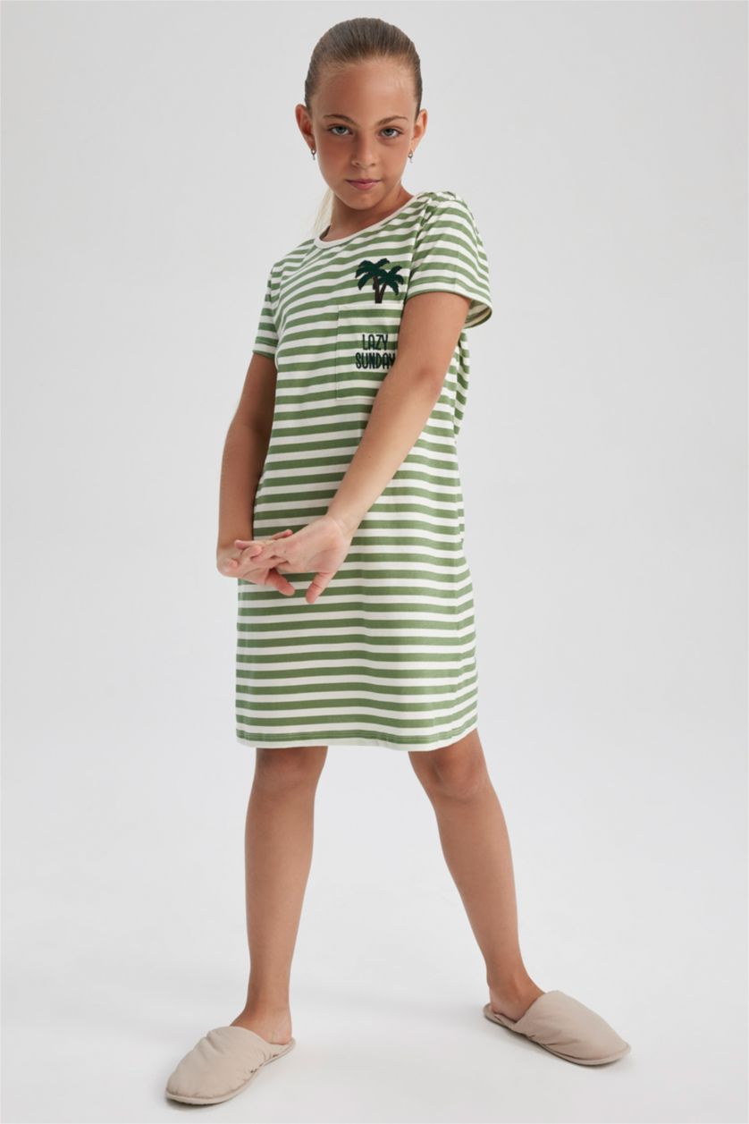 GIRLS & TEENS Sand Regular Fit Short Sleeve Dress