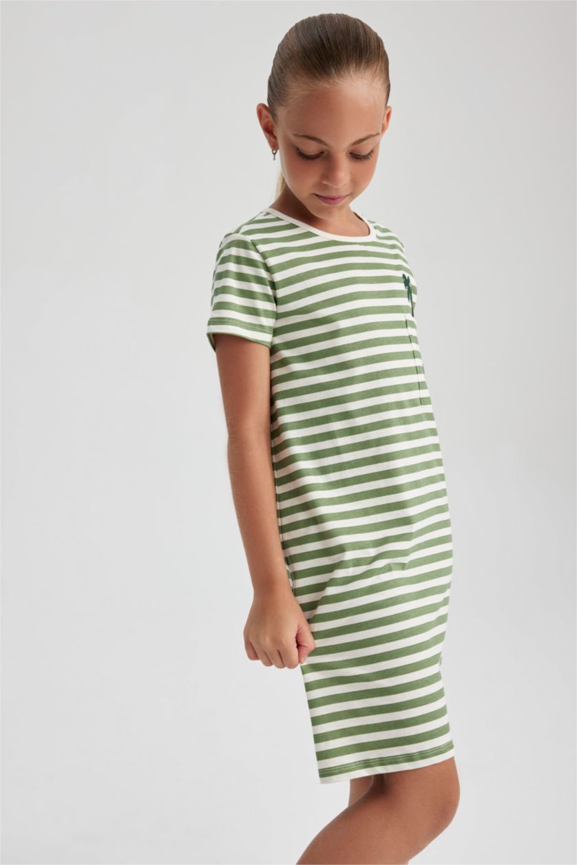 GIRLS & TEENS Sand Regular Fit Short Sleeve Dress