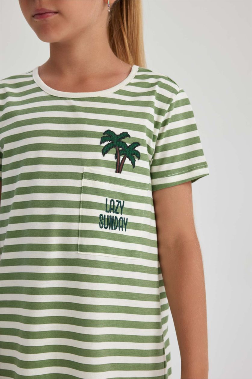 GIRLS & TEENS Sand Regular Fit Short Sleeve Dress