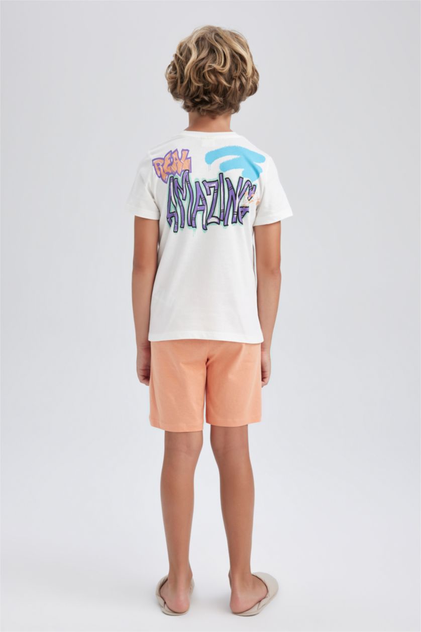 BOYS & TEENS Orange 2 piece Regular Fit Knitted Pyjamas