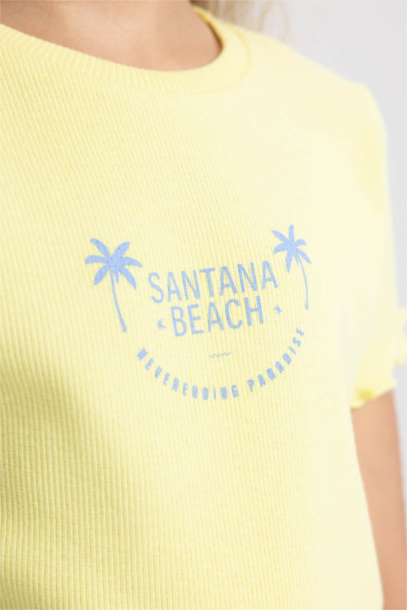 GIRLS & TEENS Light Yellow Regular Fit Short Sleeve T-Shirt