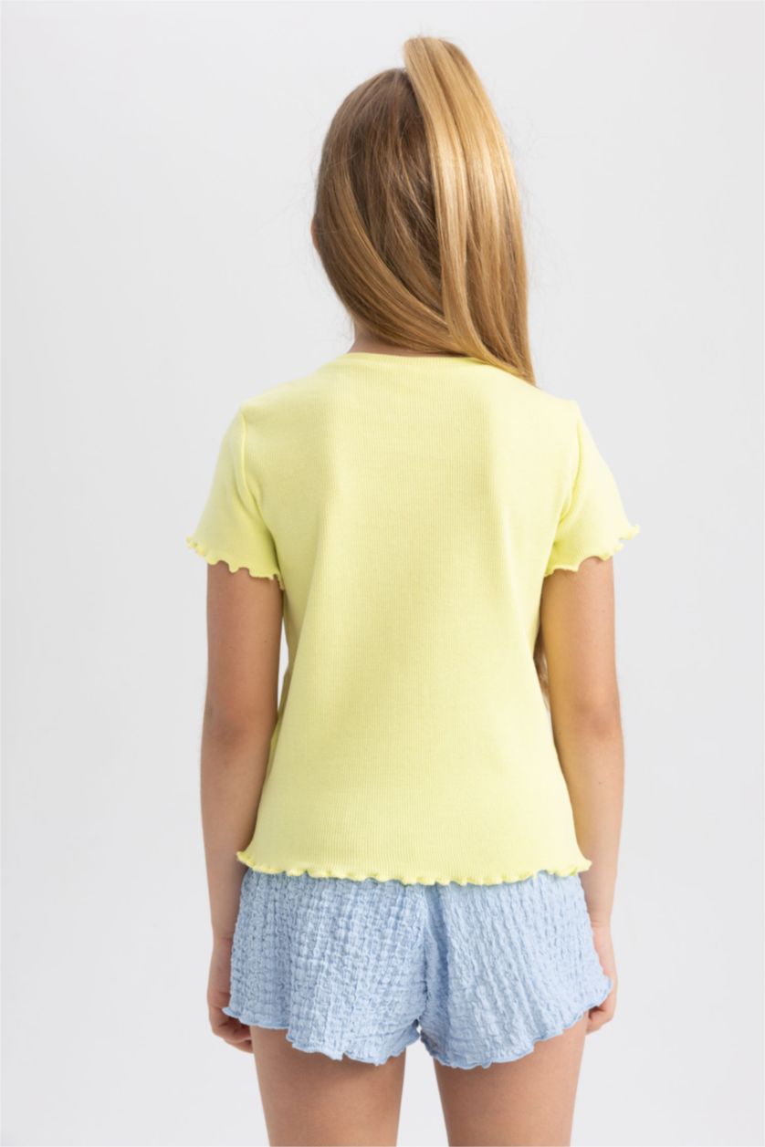 GIRLS & TEENS Light Yellow Regular Fit Short Sleeve T-Shirt