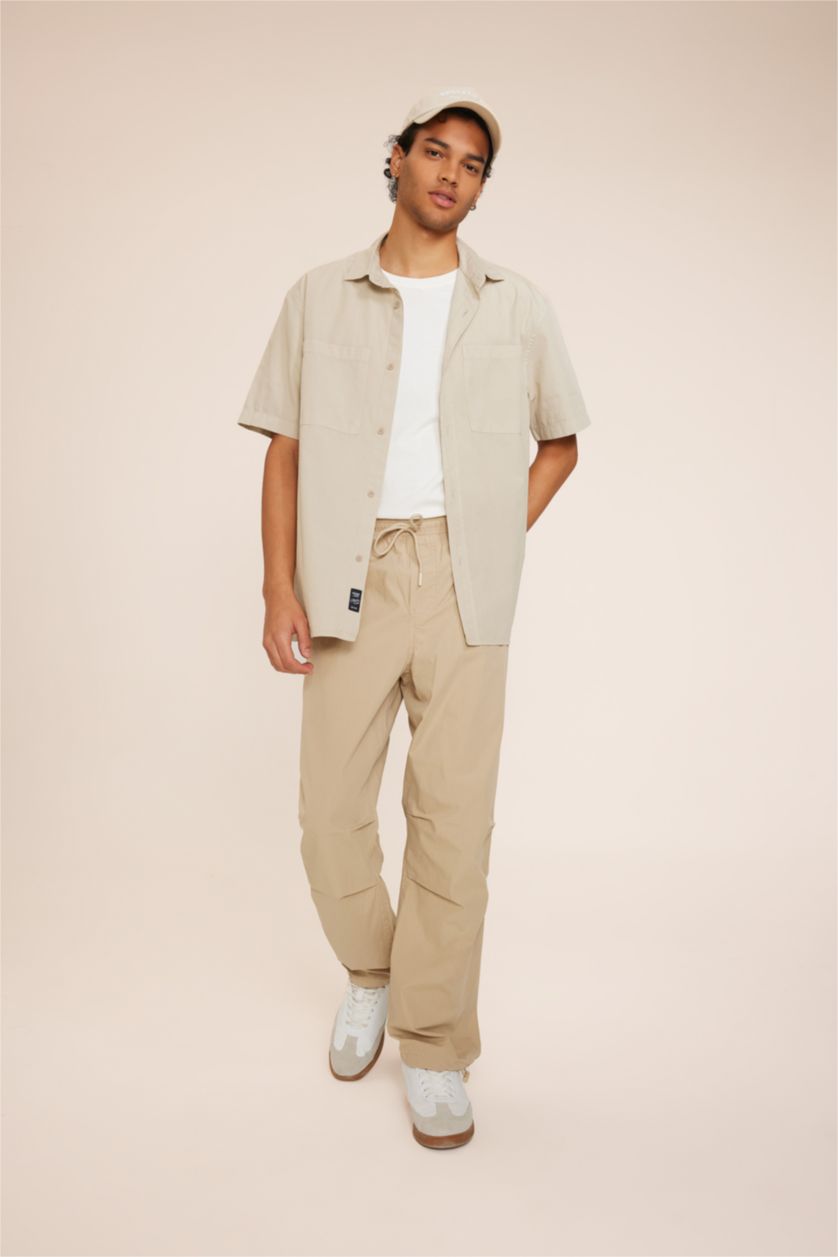 Чоловічий Слонова кістка Сорочка свободного крою з бавовни для чоловіків