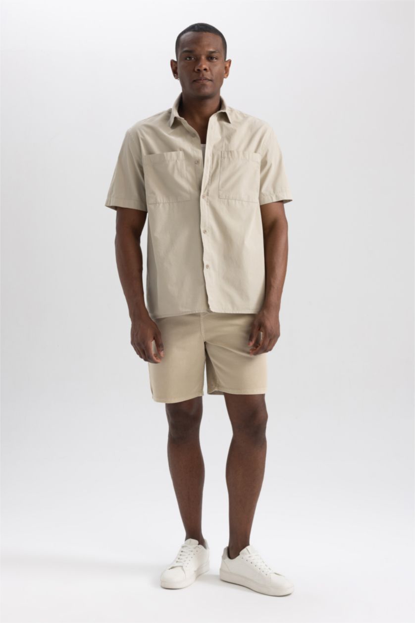 Чоловічий Слонова кістка Сорочка свободного крою з бавовни для чоловіків