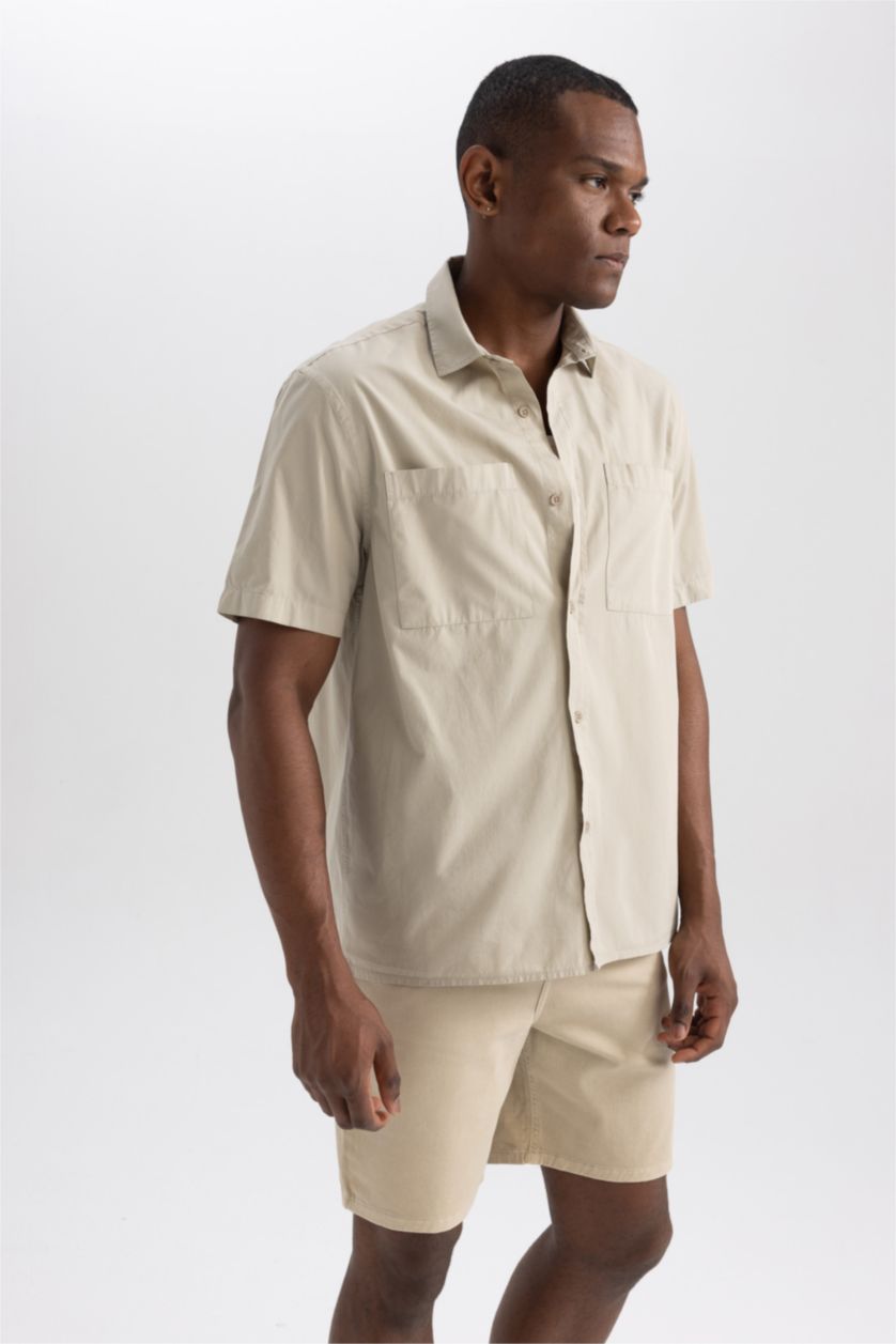 Чоловічий Слонова кістка Сорочка свободного крою з бавовни для чоловіків