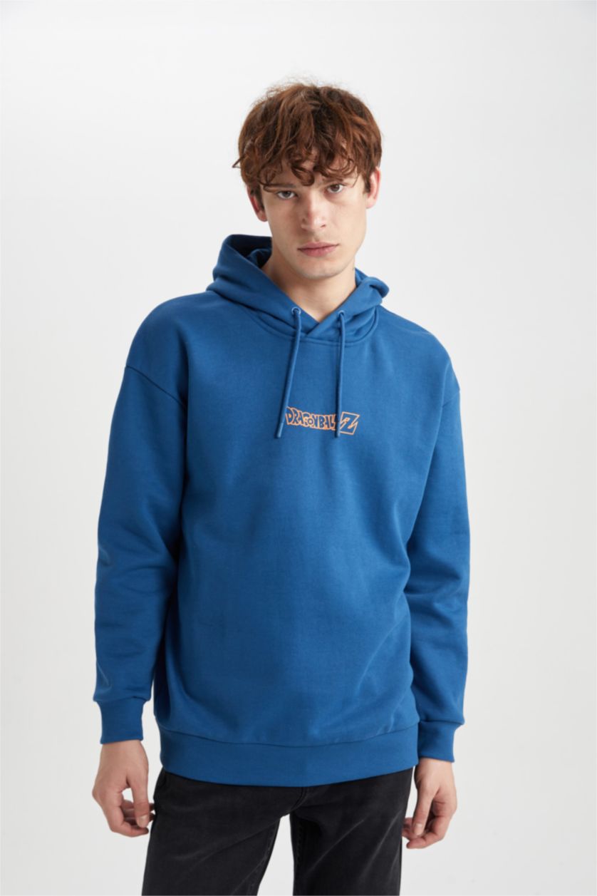 Erkek Koyu Mavi Boxy Fıt Sweatshirt