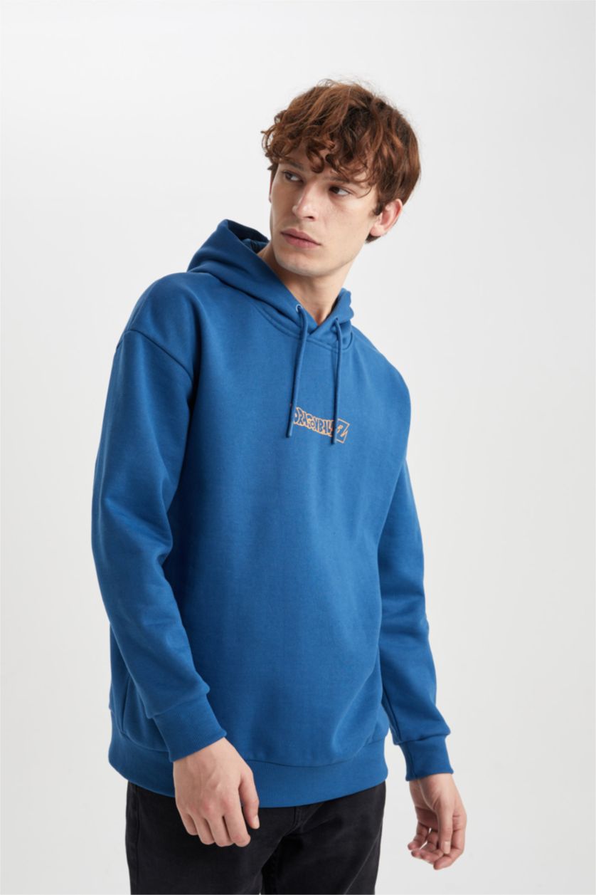 Erkek Koyu Mavi Boxy Fıt Sweatshirt