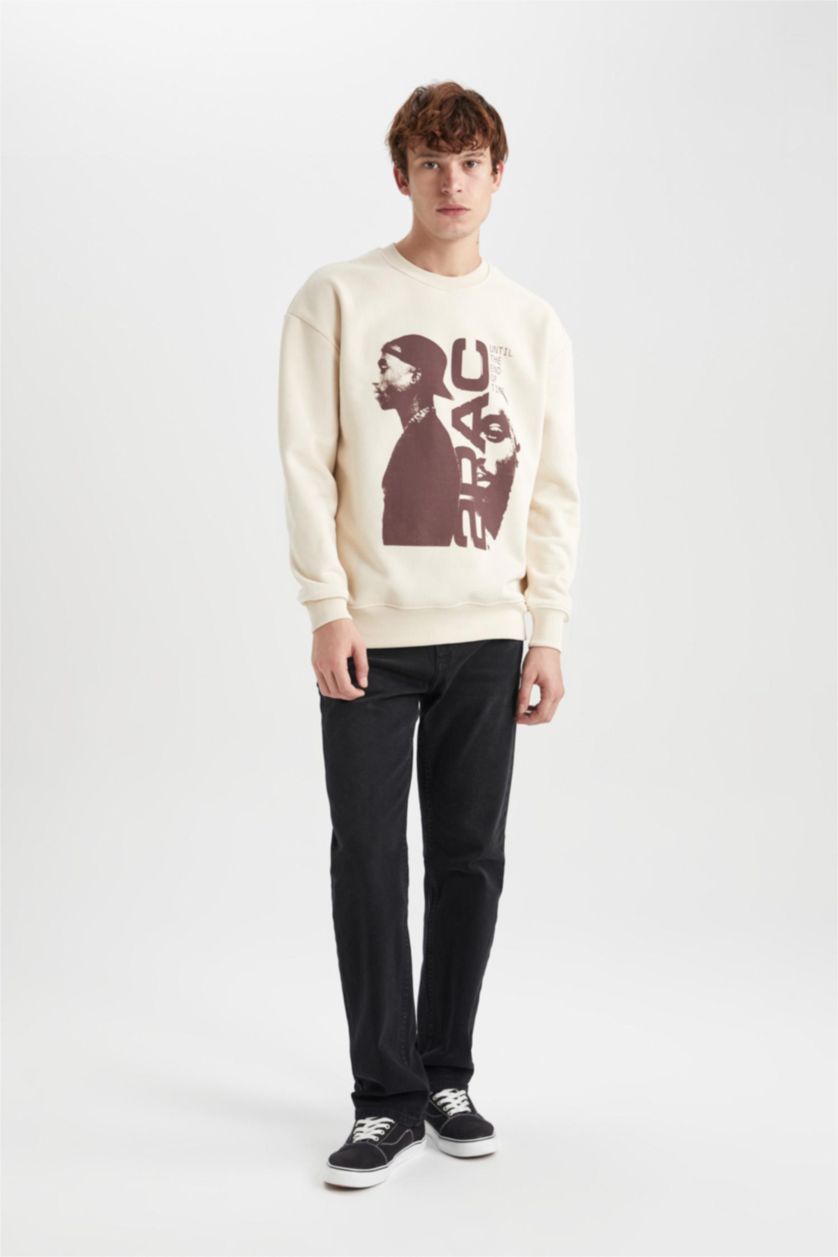 Мужская Песочный Свитшот Tupac Shakur с круглым вырезом