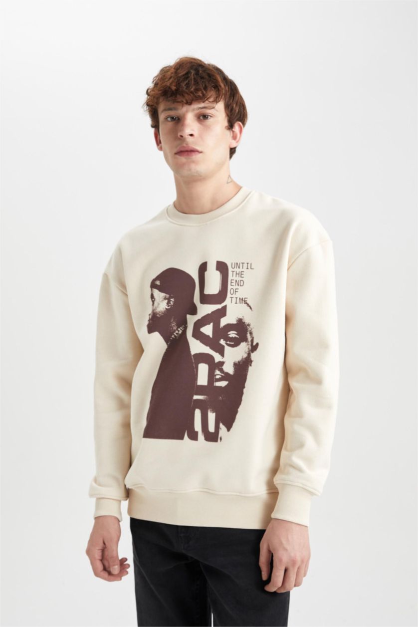 Мужская Песочный Свитшот Tupac Shakur с круглым вырезом