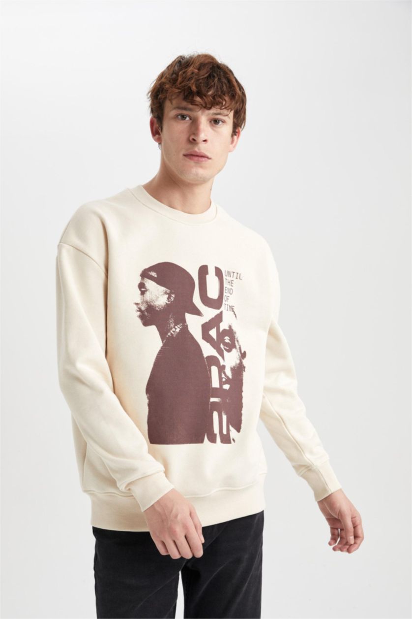 Мужская Песочный Свитшот Tupac Shakur с круглым вырезом