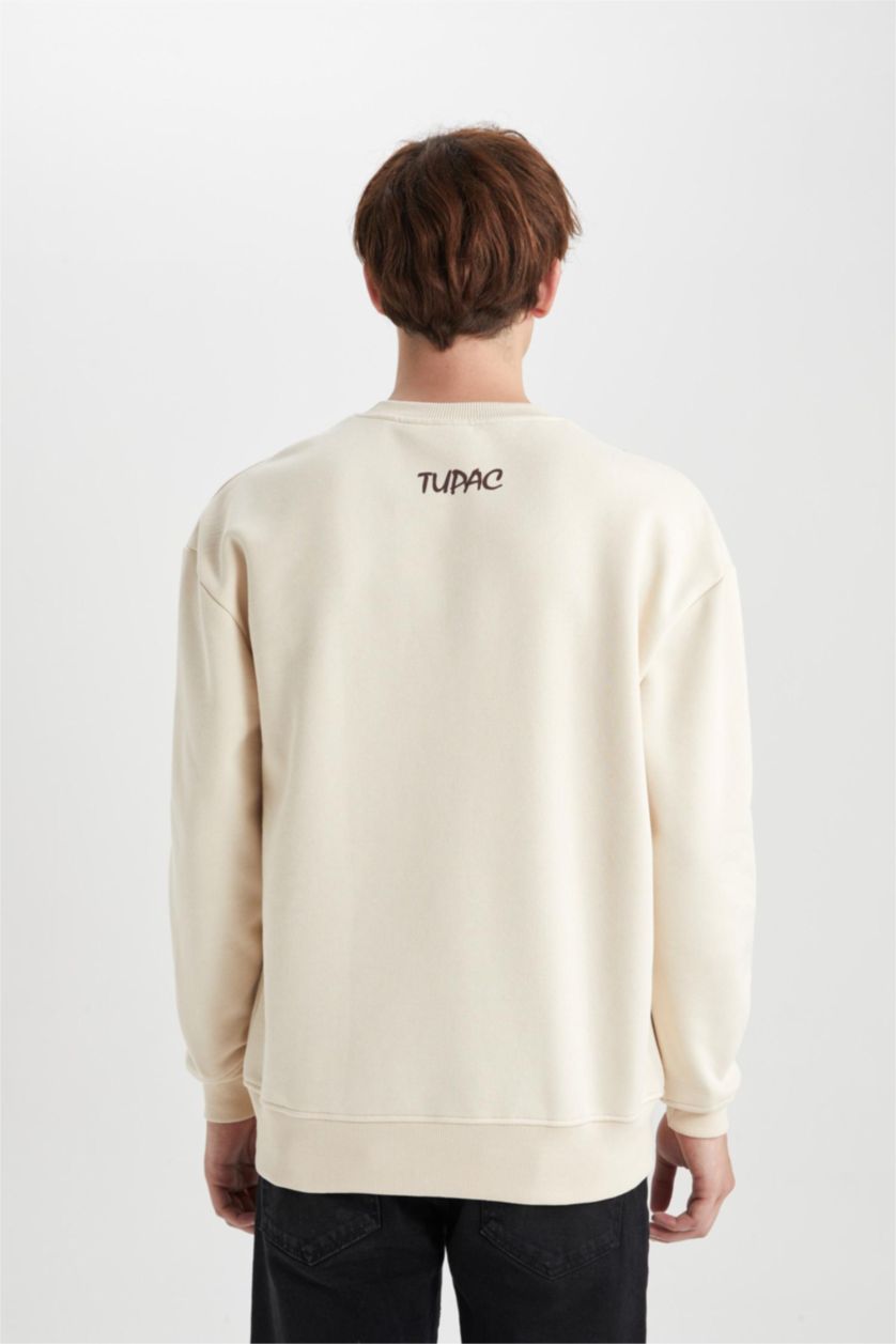 Мужская Песочный Свитшот Tupac Shakur с круглым вырезом