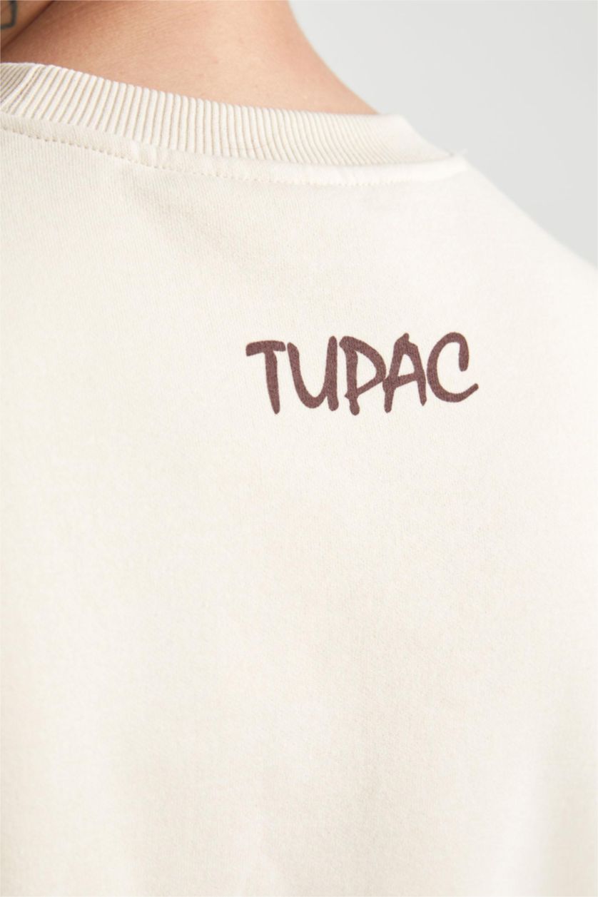 Мужская Песочный Свитшот Tupac Shakur с круглым вырезом